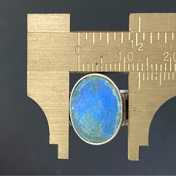 Vintage Native American Signed SA 925 Sterling Silver Blue Teal Stone Ring Sz 8 - Picture 8 of 16